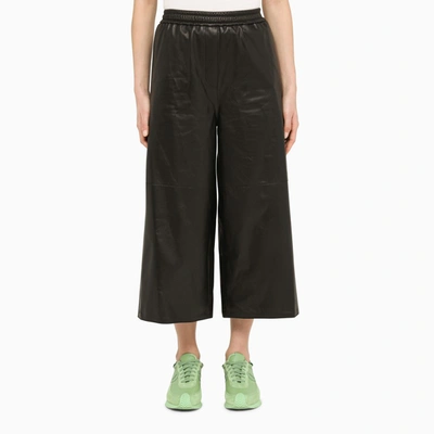 Shop Loewe Cropped Trousers In Black Leather