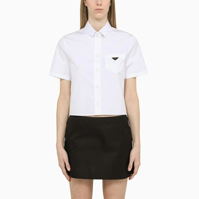 Shop Prada White Poplin Shirt