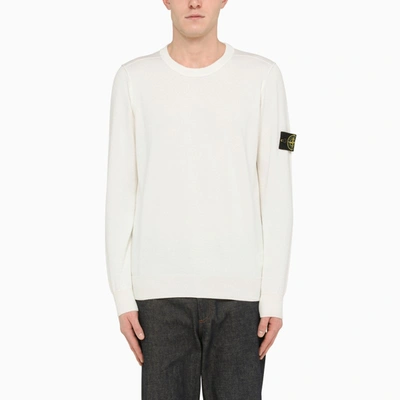 Stone Island Wool Blend Sweatshirt With Iconic Logo Patch And Timeless Design In White