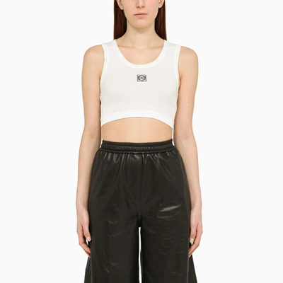 Shop Loewe White Cropped Tank Top With Logo-print