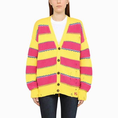 Dsquared2 Distressed Oversized Knit Cardigan In Multicolor