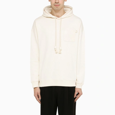 Shop Loewe Ivory Hoodie With Anagram Patch In White