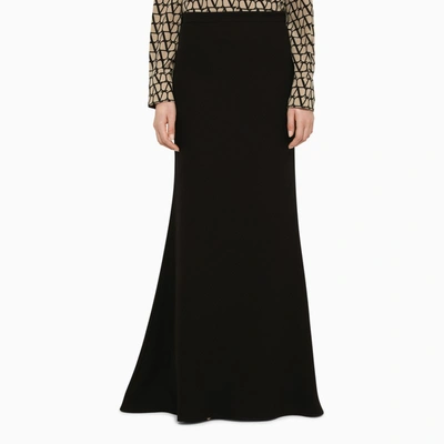 Shop Valentino Black Silk Long Skirt