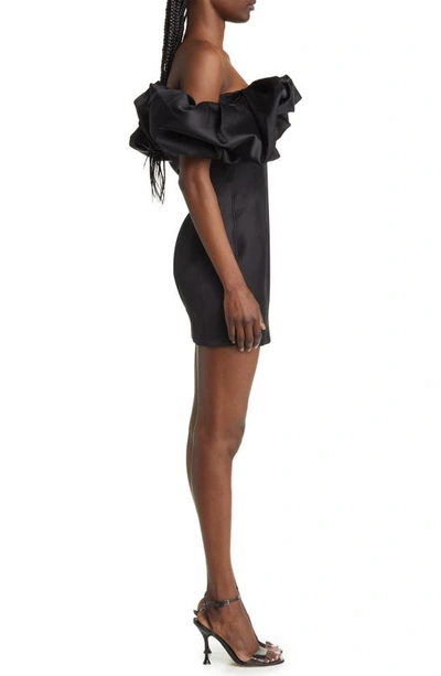 House Of Cb Womens Black Selena Off-shoulder Stretch-satin Mini Dress In Black