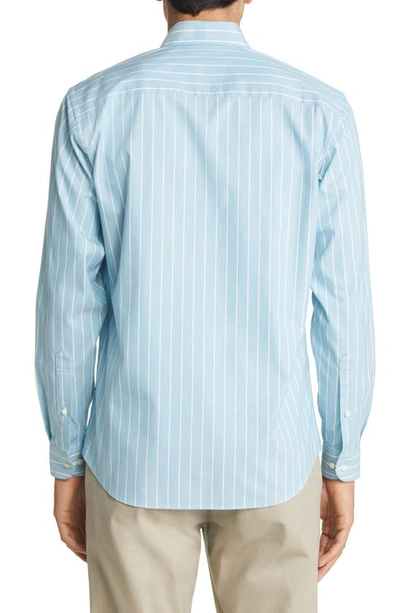 Shop Alton Lane Howard Supima® Cotton Blend Oxford Button-down Shirt In Aqua Big Sky Stripe