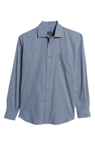 Shop Alton Lane Dylan Lifestyle Stretch Cotton Button-up Shirt In Chambray Blue Dots