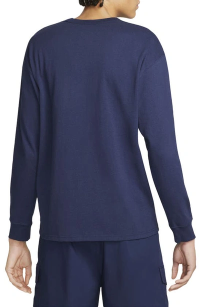 Shop Nike Sportswear Premium Essentials Long Sleeve T-shirt In Midnight Navy