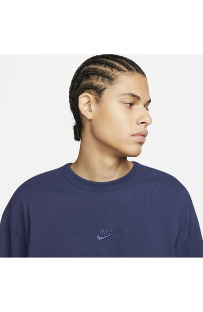 Shop Nike Sportswear Premium Essentials Long Sleeve T-shirt In Midnight Navy