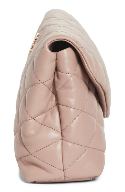 Shop Saint Laurent Sade Leather Puffer Clutch In Rosy Sand