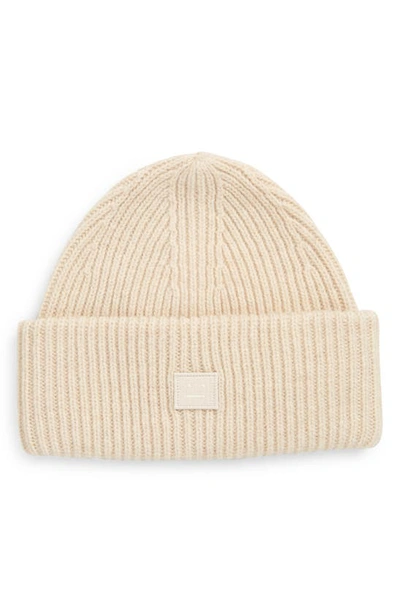 Shop Acne Studios Pana Face Wool Beanie In Oatmeal Melange