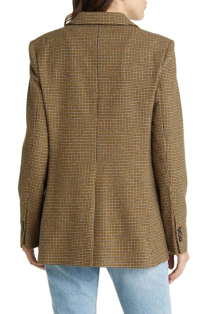 Shop Frame '70s Houndstooth Wool Blend Blazer In Ochre Multi