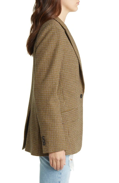 Shop Frame '70s Houndstooth Wool Blend Blazer In Ochre Multi