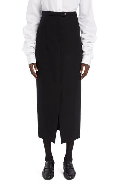The Row Juno Reversed Wool Midi-skirt In Black