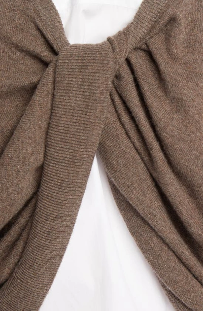 Shop The Row Laris Twist Back Crewneck Cashmere Sweater In Taupe Brown