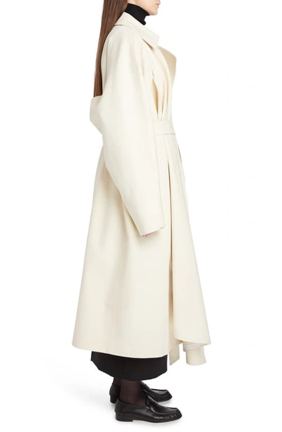 Shop The Row Maia Oversize Bonded Wool & Cotton Trench Coat In Eggshell