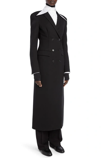 Shop The Row Evy Double Breasted Wool & Mohair Long Coat In Black