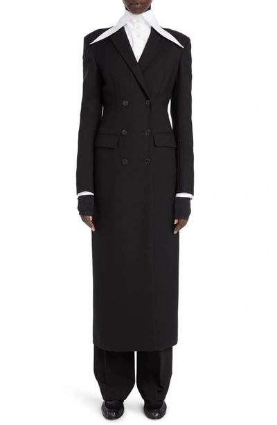 Shop The Row Evy Double Breasted Wool & Mohair Long Coat In Black