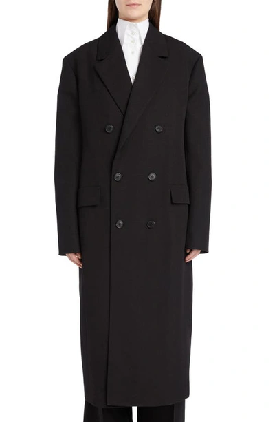 Shop The Row Diana Double Breasted Oversize Virgin Wool & Cashmere Blend Coat In Black