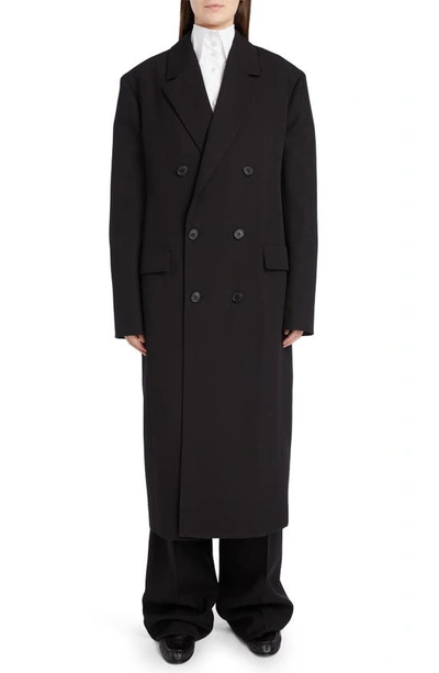 Shop The Row Diana Double Breasted Oversize Virgin Wool & Cashmere Blend Coat In Black