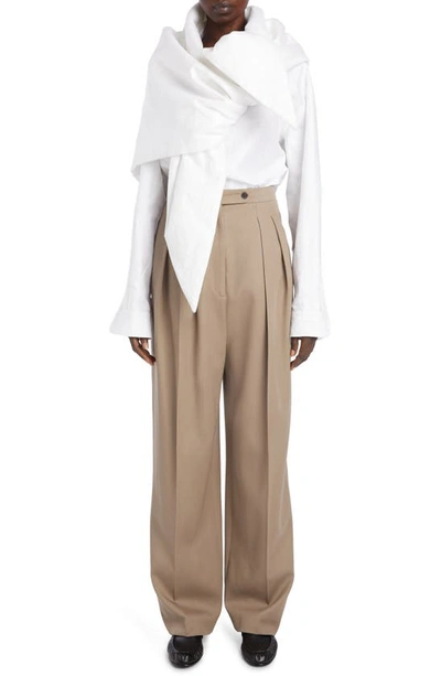 Shop The Row Marcellita Pleated Wool Pants In Ash