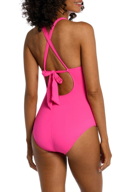 Shop La Blanca Island Goddess High Neck One-piece Swimsuit In Pop Pink