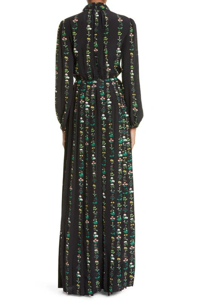 Shop Adam Lippes Floral Stripe Long Sleeve Maxi Dress In Black Stripe