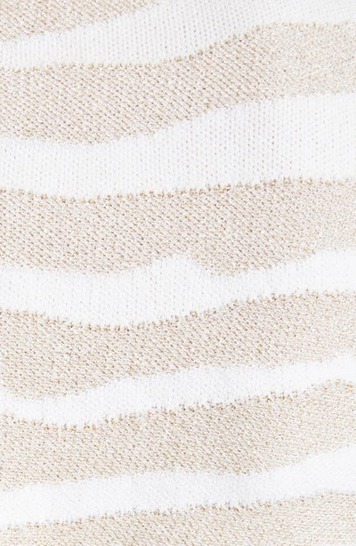 Shop Balmain Metallic Zebra Stripe Short Sleeve Cardigan In White Multi