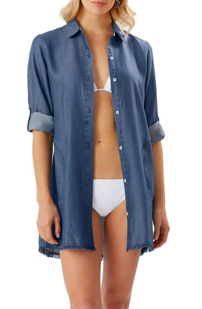 Shop Tommy Bahama Chambray Boyfriend Cover-up Shirt