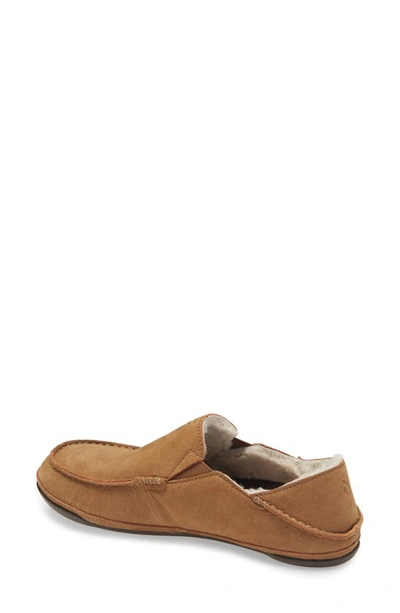 Olukai Kipuka Hulu Convertible Genuine Shearling Lined Slipper In Toffee Leather