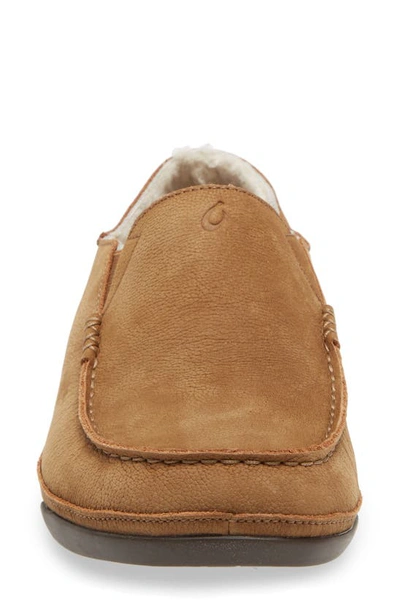 Olukai Kipuka Hulu Convertible Genuine Shearling Lined Slipper In Toffee Leather
