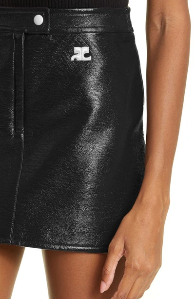 Shop Courrèges Re-edition Vinyl Miniskirt In Black