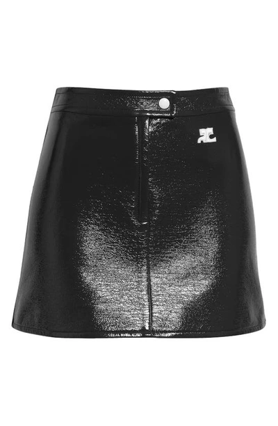 Shop Courrèges Re-edition Vinyl Miniskirt In Black