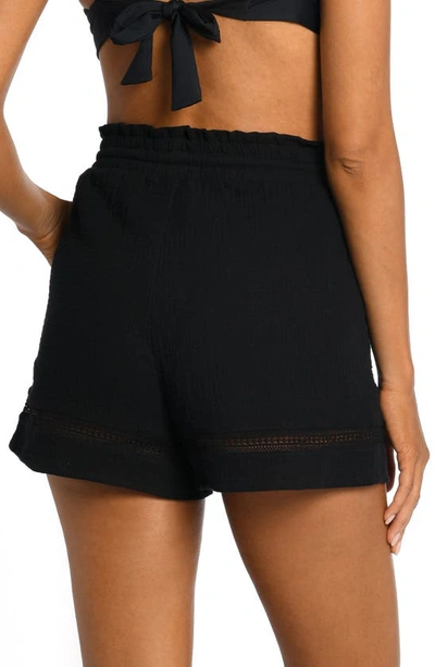 La Blanca Beach Cotton Cover-up Shorts In Black