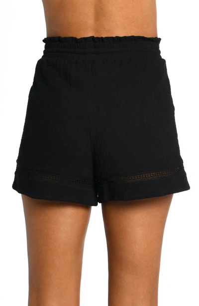 La Blanca Beach Cotton Cover-up Shorts In Black