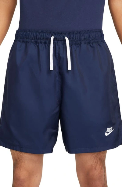 Shop Nike Woven Lined Flow Shorts In Midnight Navy/ White