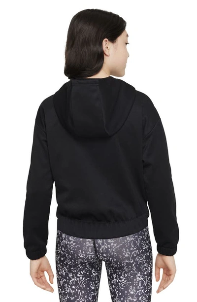 Shop Nike Kids' Therma-fit Pullover Hoodie In Black/ White