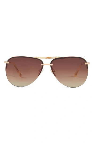 Shop Diff Tahoe 62mm Polarized Gradient Oversize Aviator Sunglasses In Brushed Gold