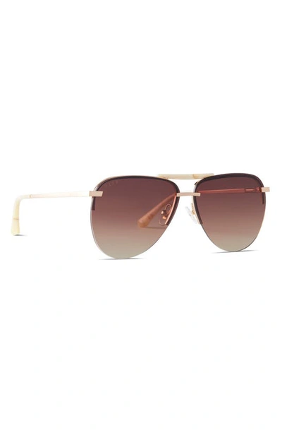 Shop Diff Tahoe 62mm Polarized Gradient Oversize Aviator Sunglasses In Brushed Gold