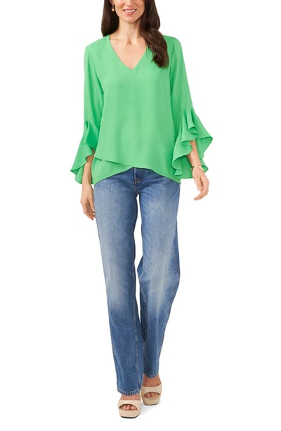 Shop Vince Camuto Flutter Sleeve Tunic In Vibrant Green