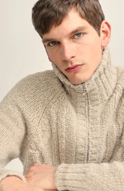 Shop Loro Piana Snow Wander Cable Front Cashmere Half Zip Sweater In F3zs Sandi Beige