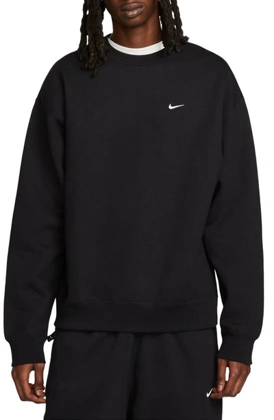 Shop Nike Solo Swoosh Oversize Crewneck Sweatshirt In Black/ White