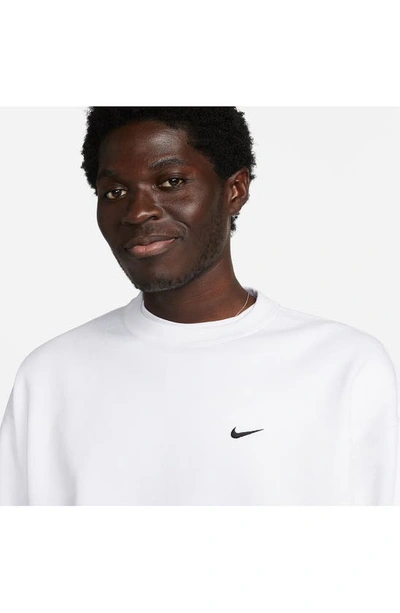 Shop Nike Solo Swoosh Oversize Crewneck Sweatshirt In White/ Black