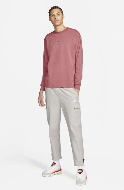 Shop Nike Sportswear Premium Essentials Long Sleeve T-shirt In Desert Berry