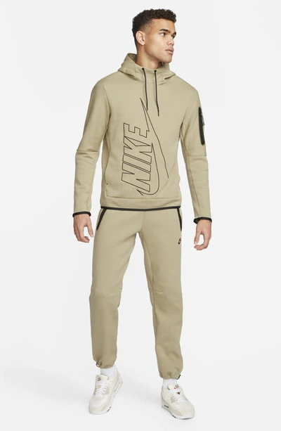 Shop Nike Tech Fleece Pants In Khaki/ Black