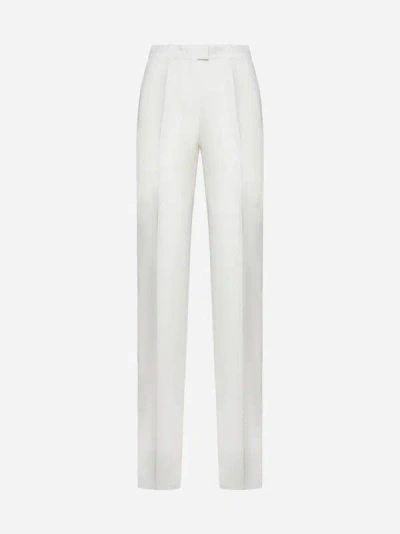 Shop Etro Fuji Linen And Silk Trousers In White
