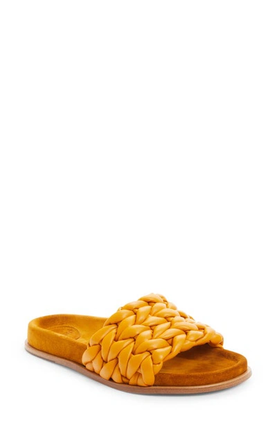 Shop Chloé Kacey Braided Leather Slide Sandal In Saffron Orange