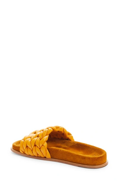 Shop Chloé Kacey Braided Leather Slide Sandal In Saffron Orange
