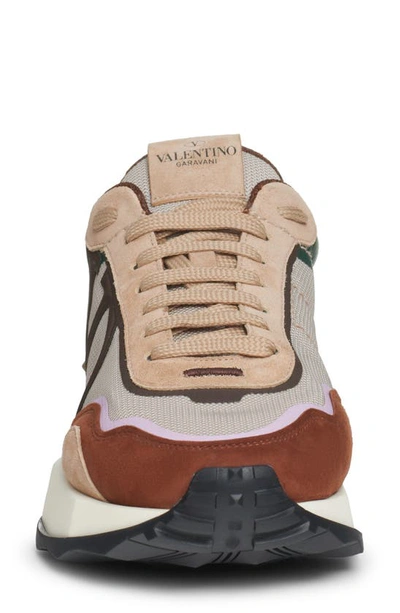 Valentino Men's Netrunner Low Top Sneakers In Brown/ Cammello/lilas/ Jun
