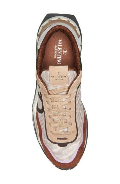 Valentino Men's Netrunner Low Top Sneakers In Brown/ Cammello/lilas/ Jun