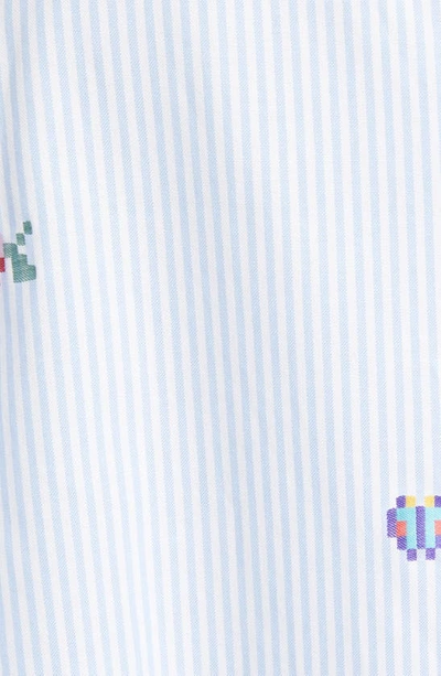 Shop Kenzo Pixel Stripe Button-down Shirt In 63 - Light Blue